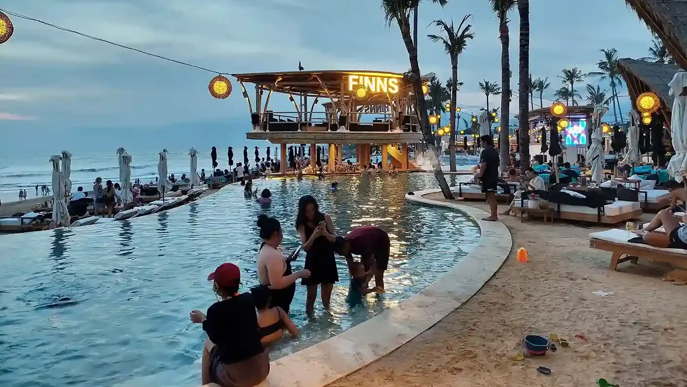 Beach club at sunset in Seminyak