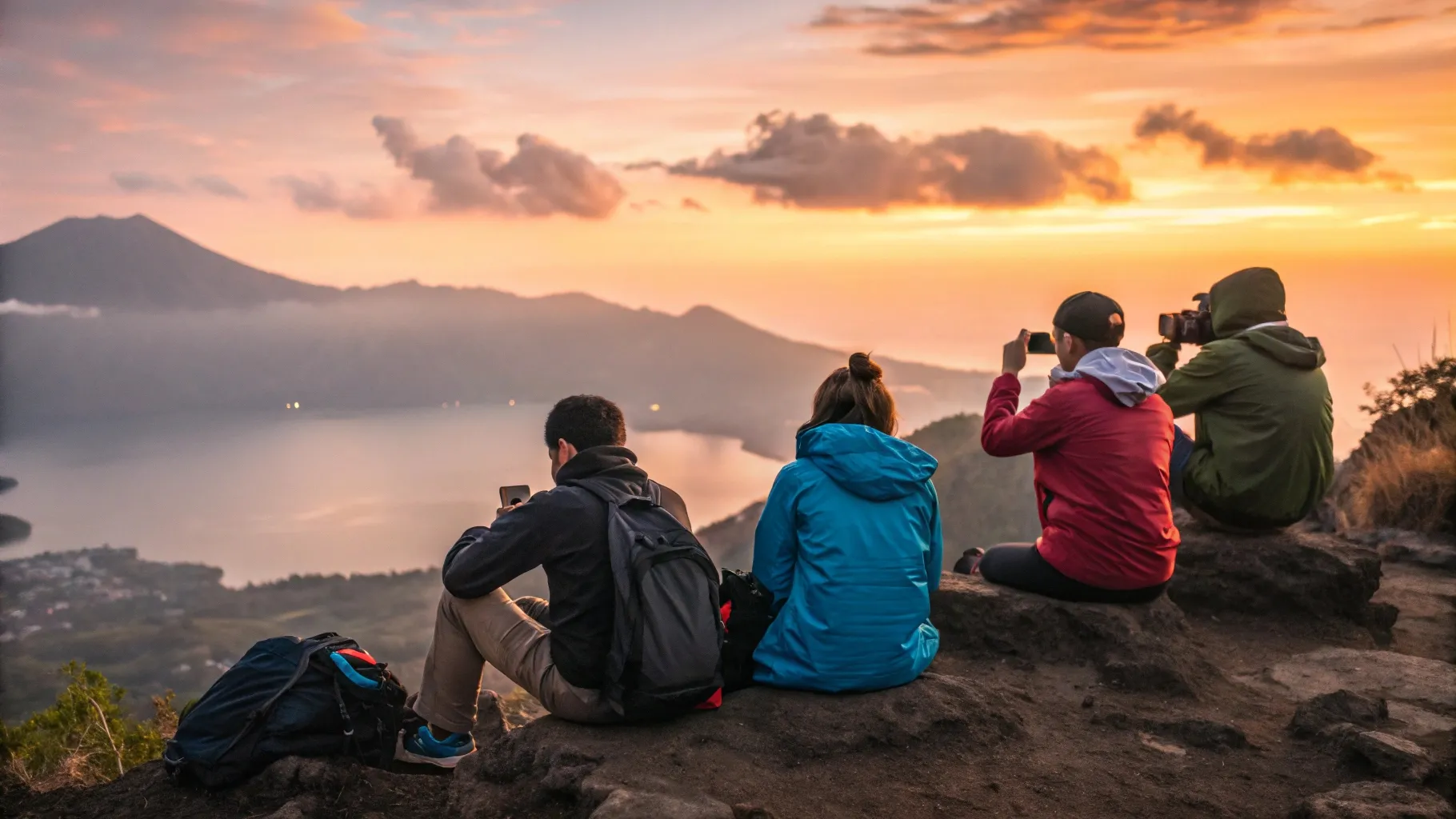 Sunrise over the caldera at Mount Batur
