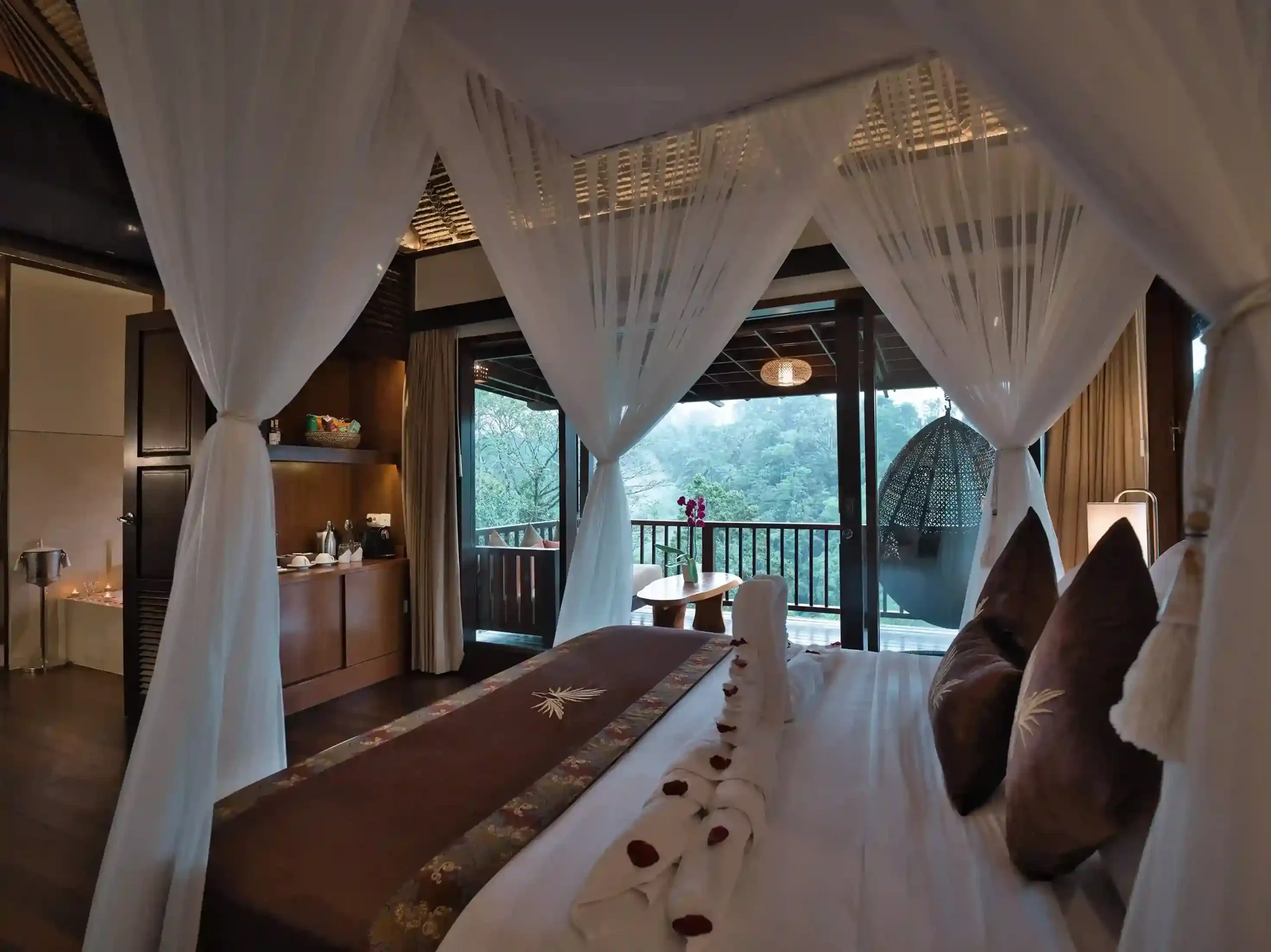 Jungle villa pavilion at a honeymoon resort in Ubud, Bali