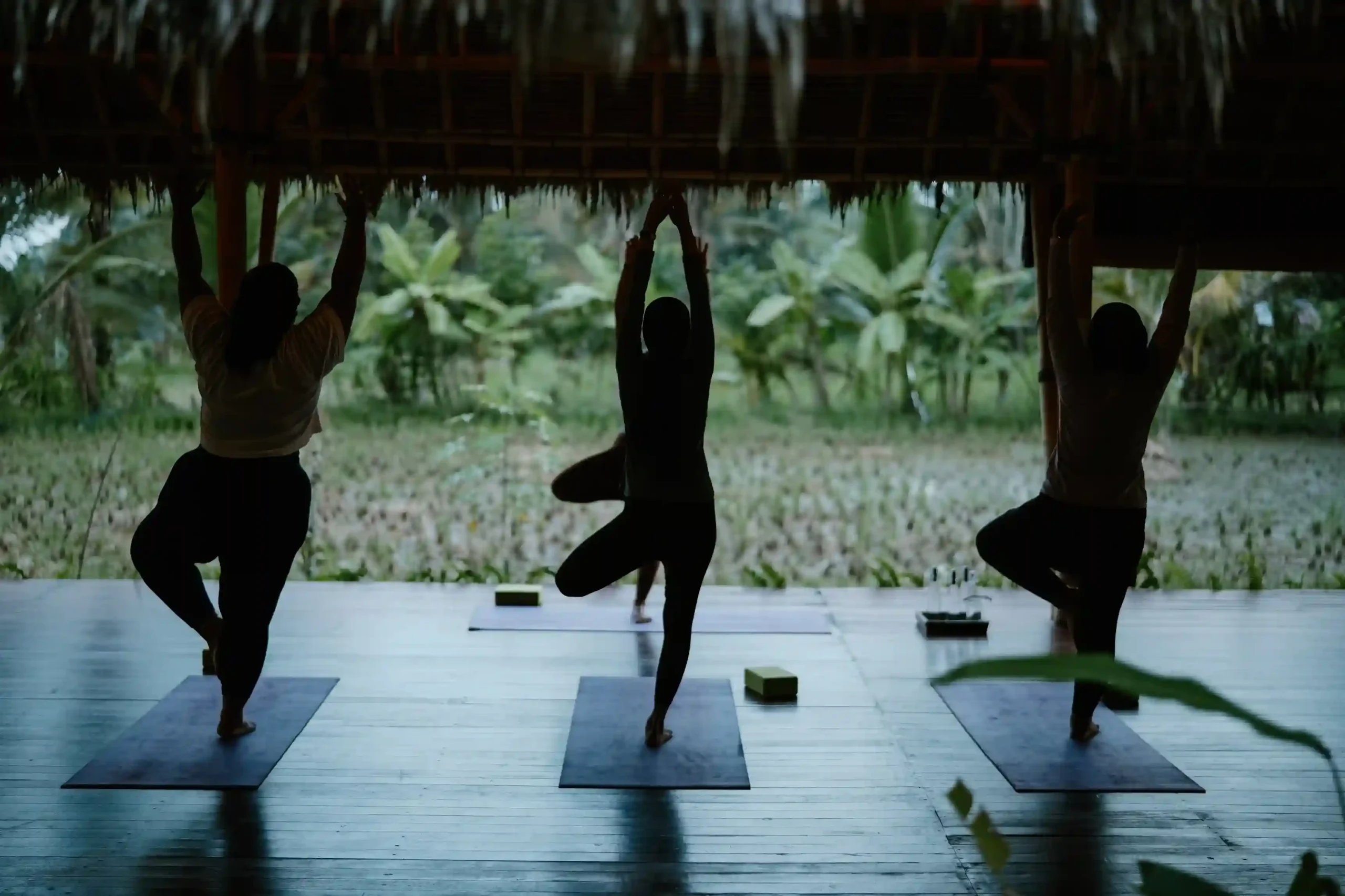 Sunset yoga at a jungle resort in Ubud, Bali