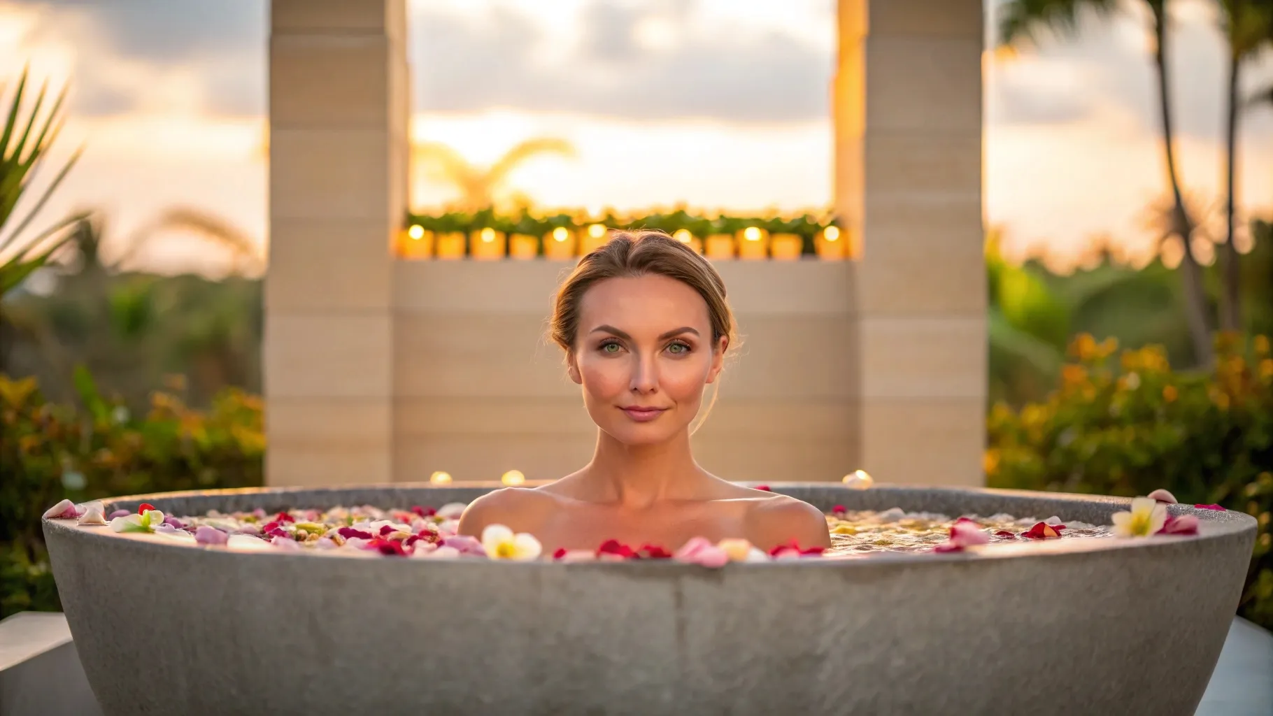 Flower-petal pool at a private villa in Ubud